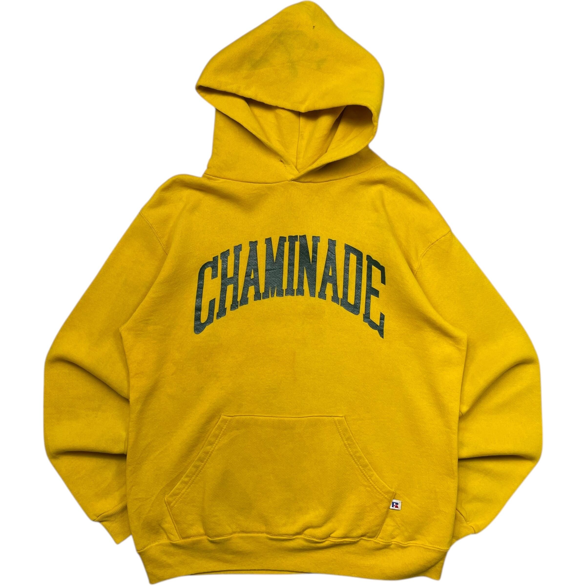 《M》russell athletic ラッセルアスレチック スウェット パーカー フロントプリント イエロー USA製 90年代 vintage no.9535