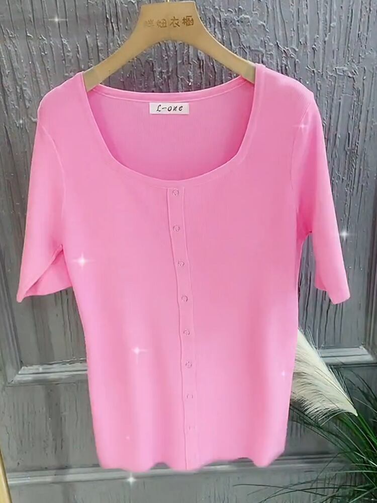 サマーラウンドネックプルオーバー ニット薄手シャツ 大きめサイズ 夏物 Oネック シルク ミックスインファッション26587233035