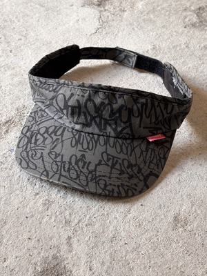 00s STUSSY/Graphic Logo print Sun Visor/Free/グラフィックロゴプリントサンバイザ－/グレ－/ステュ－シ－