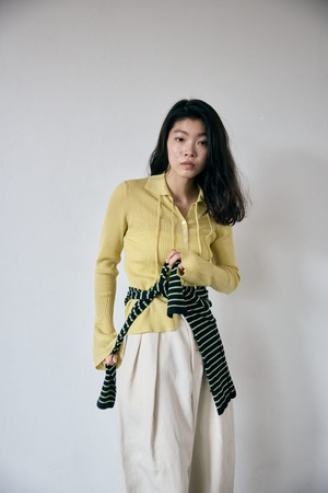 Flare sleeve cardigan L.MUSTARD