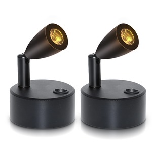【特価処分】配線いらず 電池式 LEDスポットライト 2個セット 特恵のセット LED スポット ショーケース照明 天井照明 角度調節 電球色 ZM-TYNN-010D