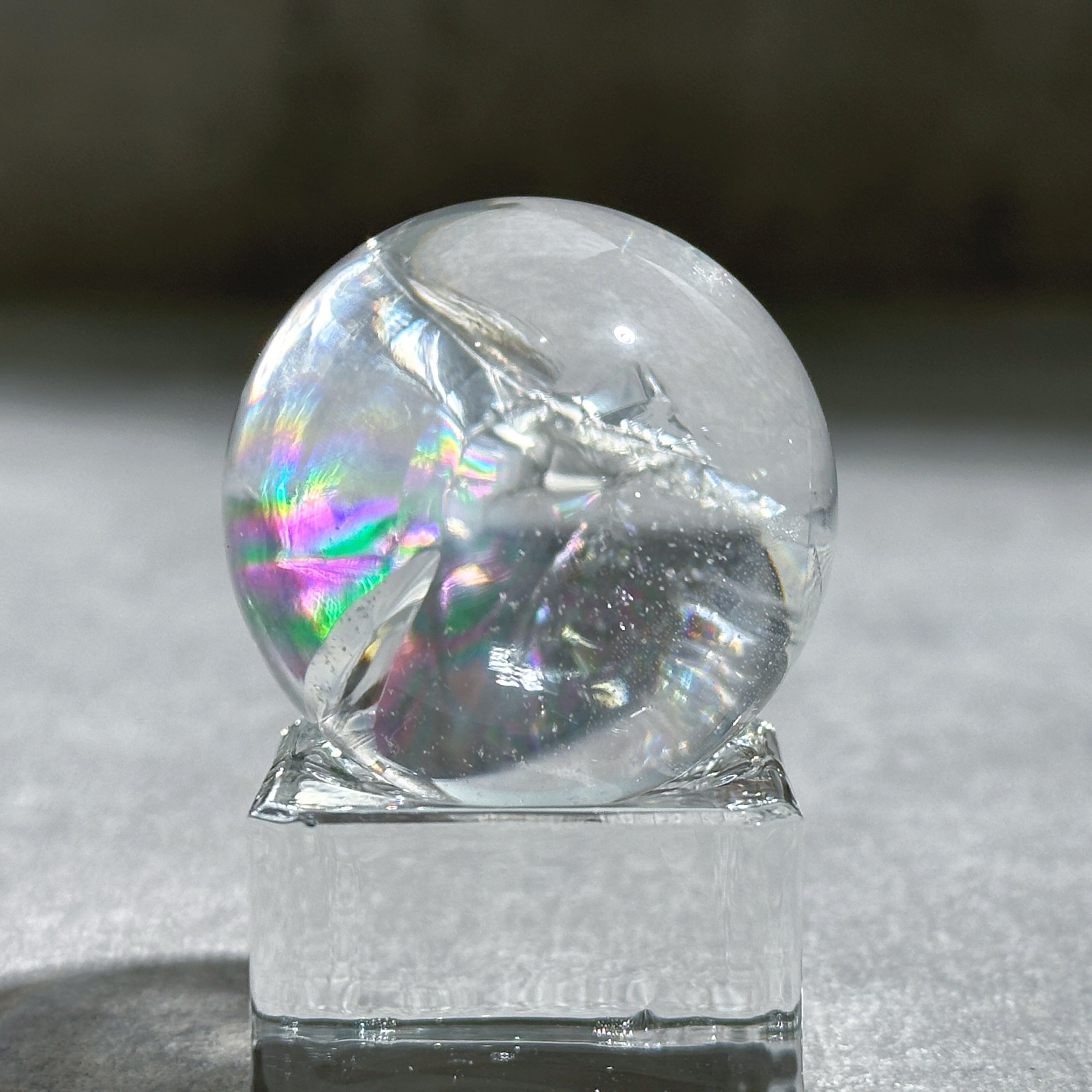 天然石 高品質 クリアクォーツ スフィア 本水晶 虹水晶 ハイ