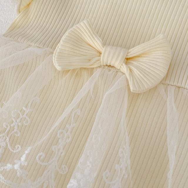 【BABY】イエローリボンチュールフリルロンパース - 15