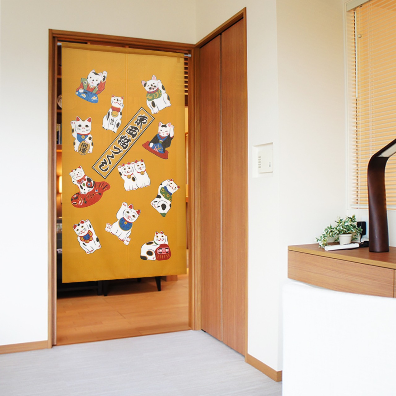 【受注生産】 のれん 東西猫づくし 幅85ｘ丈150cm