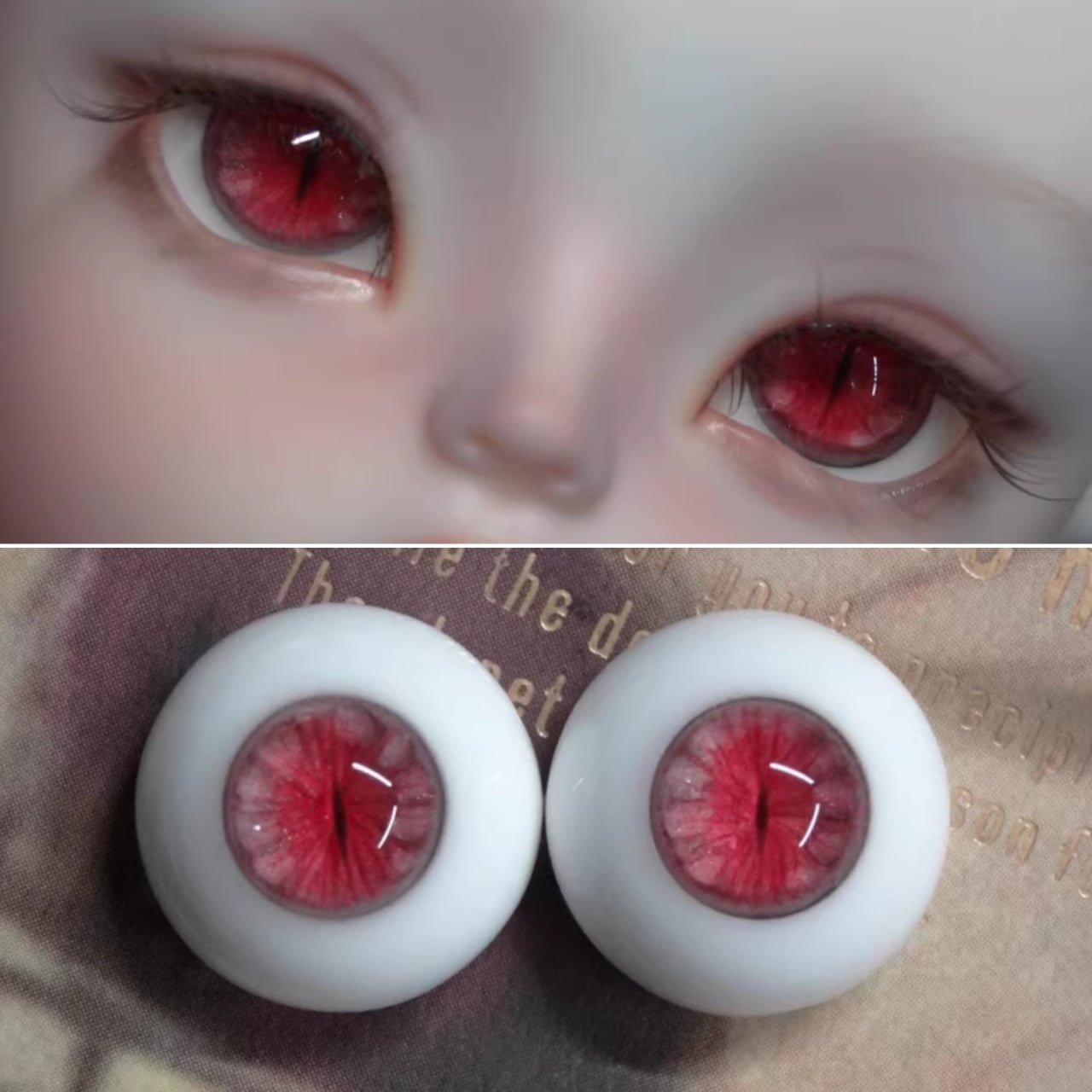 受注製作】【BJD 石膏アイ】縦瞳孔 獣瞳 レッド 3/4/6分 ドールアイ
