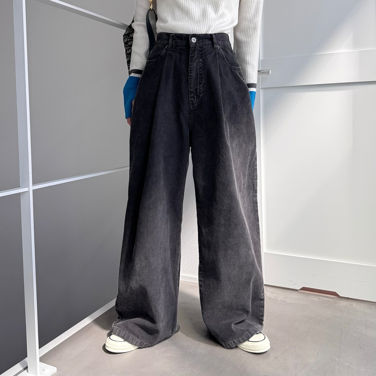 コーデュロイワイドPT/ブラック