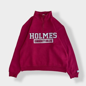 【the game】カレッジロゴ ホルムズ・コミュニティ大学 HOLMES COMMUNITY COLLEGE ハーフジップ スウェット プルオーバー プリントL US古着