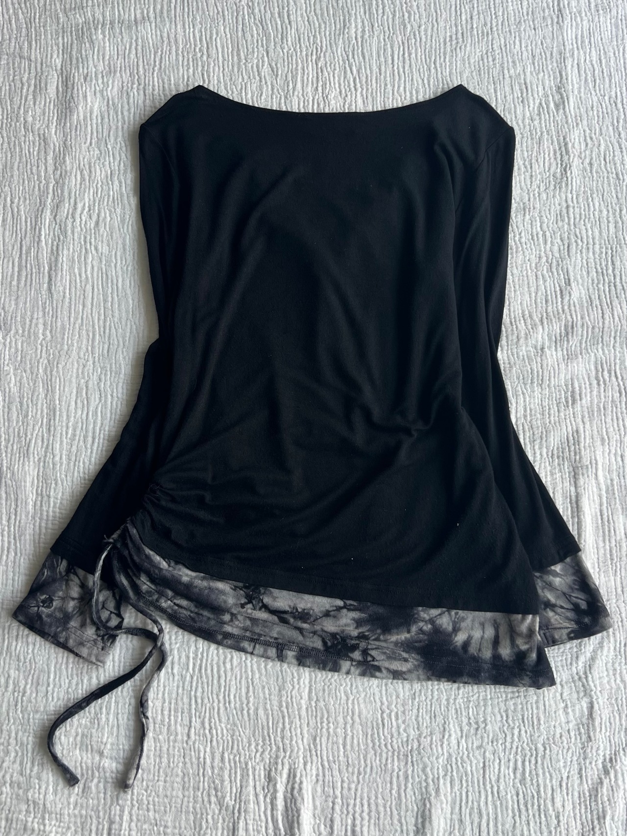 "BODY LINE" Tie-dye Draped L/S Tops