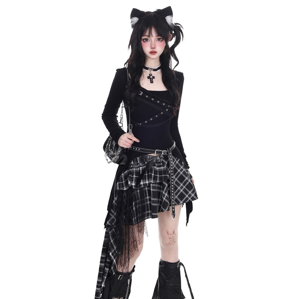 小悪魔チェックサブカルアシメコーデ：トップス | Maiden's Rêve