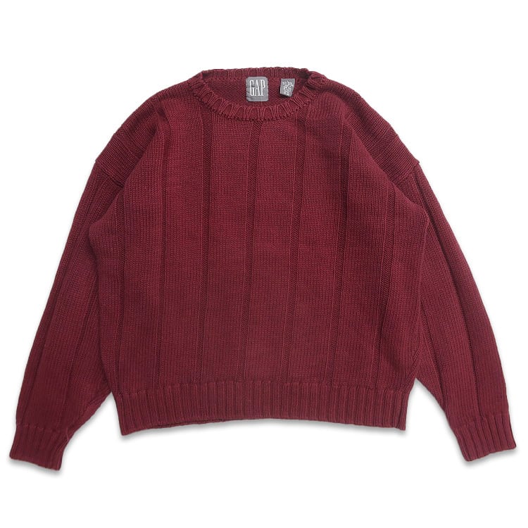 古着 GAP ギャップ コットンニット セーター ワインレッド 表記：L