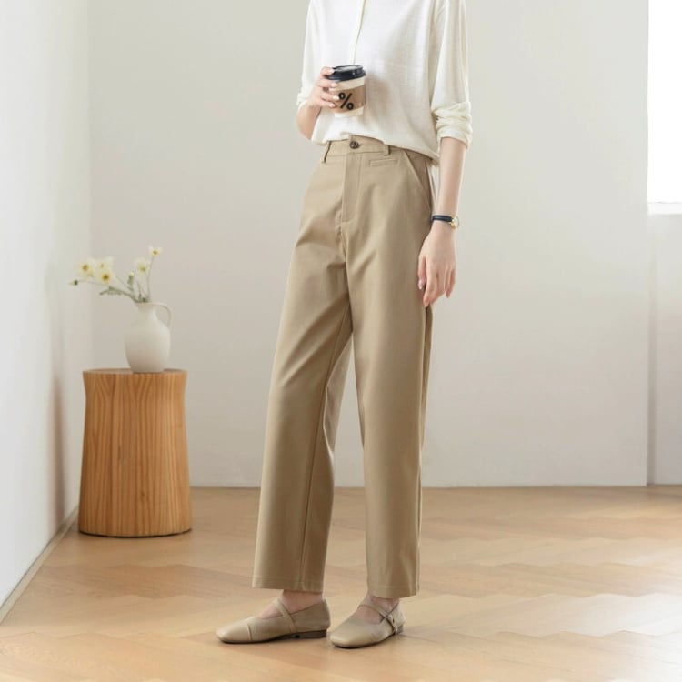 ハイウエスト ストレート パンツ 2col N00130