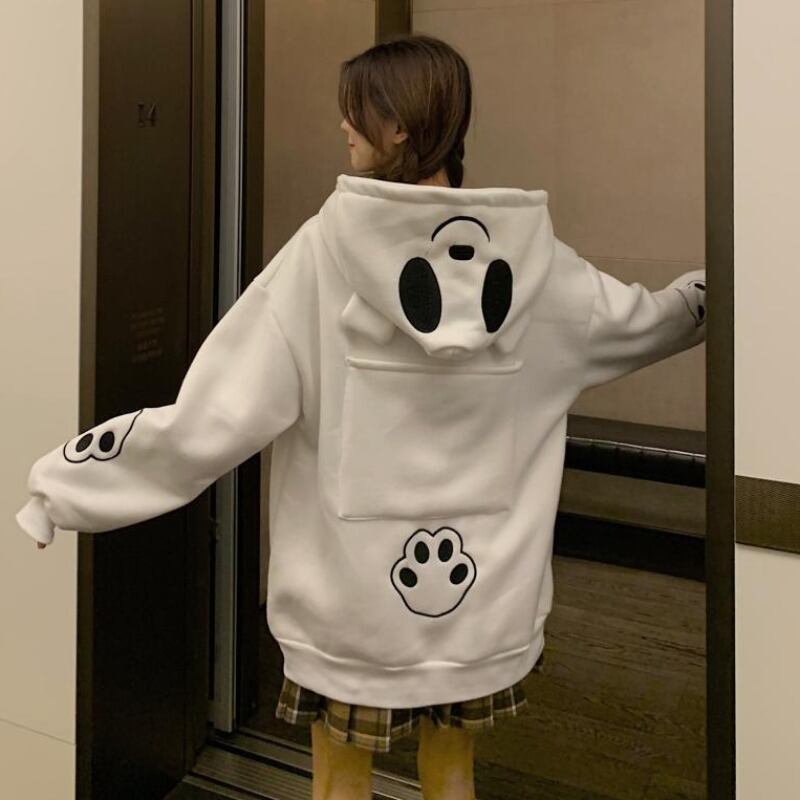 フードセーター ジャケット レディースオータムウィンタールーズスタイルトップス レッド 刺繍 秋物 冬物 萌量不足78304881616