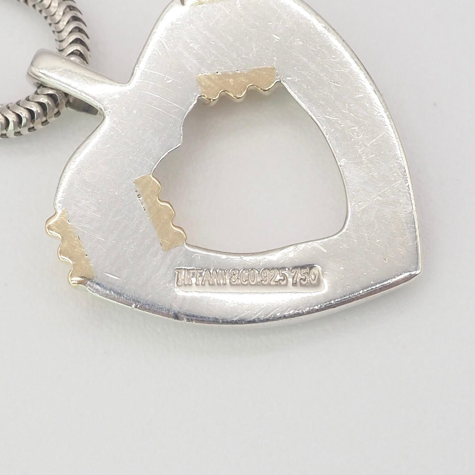 Tiffany&Co. スネークチェーン ハート コンビ ネックレス シルバー925