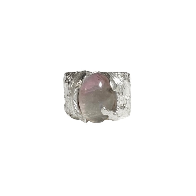 [R023] Silver 925 Nature stone ring (Fluorite/purple)