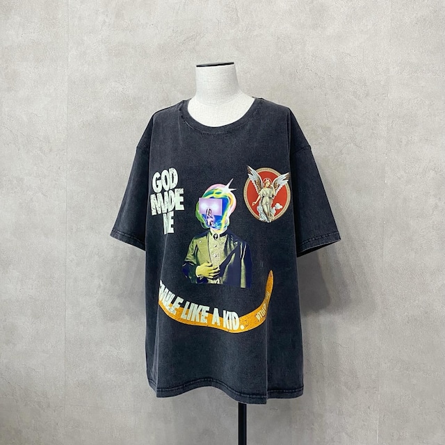 SMILE TEE / BLACK WASH【MILK BOY】