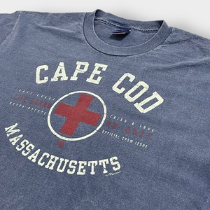 【DELTA】CAPE COD コッド岬 Tシャツ ライフガード LIFE GUARD マサチューセッツ アーチロゴ プリント ブルーグレー LARGE 半袖 夏物 デルタ US古着