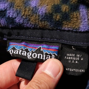 極美品 L 92年 USA Mosaic モザイク柄 LW Printed Synchilla Snap-T Patagonia ライトウェイト シンチラ スナップT 総柄 パタゴニア