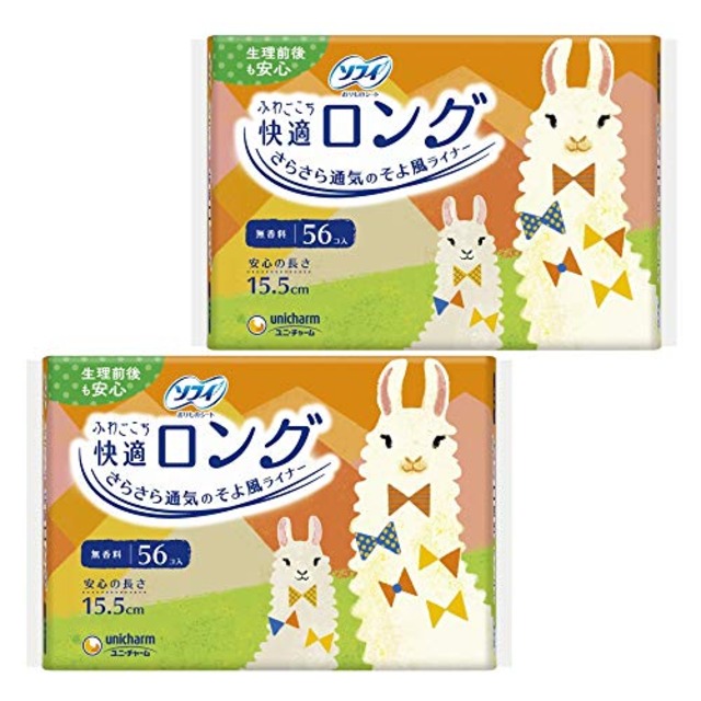 ソフィ Sofy  ふわごこち 快適ロング 無香料 56コ入×2個パック(unicharm Sofy)
