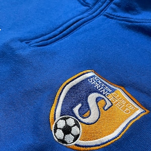 【USA古着】ハーフジップ スウェット Springfield Soccer Club サッカークラブ ワンポイントロゴ 刺繍ロゴ M相当 アメリカ古着