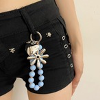 Colorful beaded heart and flower phone charm (ME247)