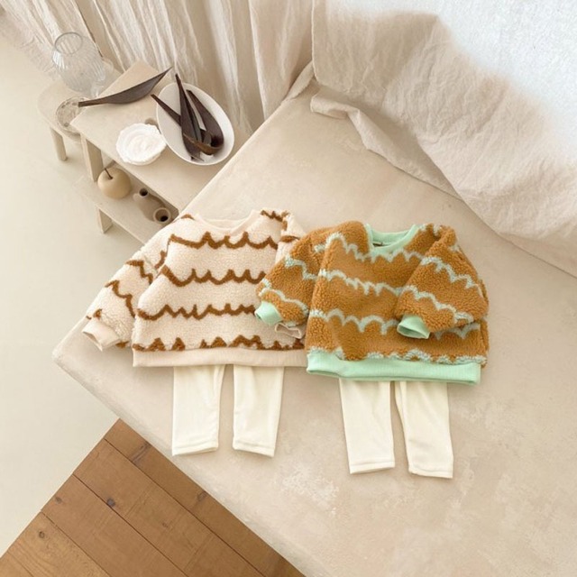 【BABY&KID】冬作ふわふわウェーブ長袖Tシャツ&レギンス