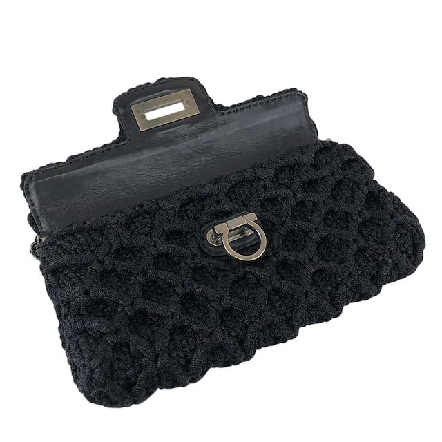 Salvatore Ferragamo サルヴァトーレ フェラガモ ショルダーバッグ ブラック ガンチーニ パイル チェーンショルダー vintage ヴィンテージ オールド phcpax