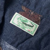 リネン混 Crocodile クロコダイル ボタニカル デザイン 開襟 半袖シャツ LL/ネイビー系 メンズ