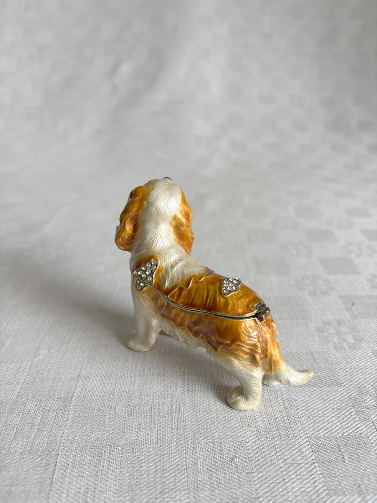 ジュエリーボックス　トリンケンボックス　キャバリアキングチャールズスパニエル　ラインストーン