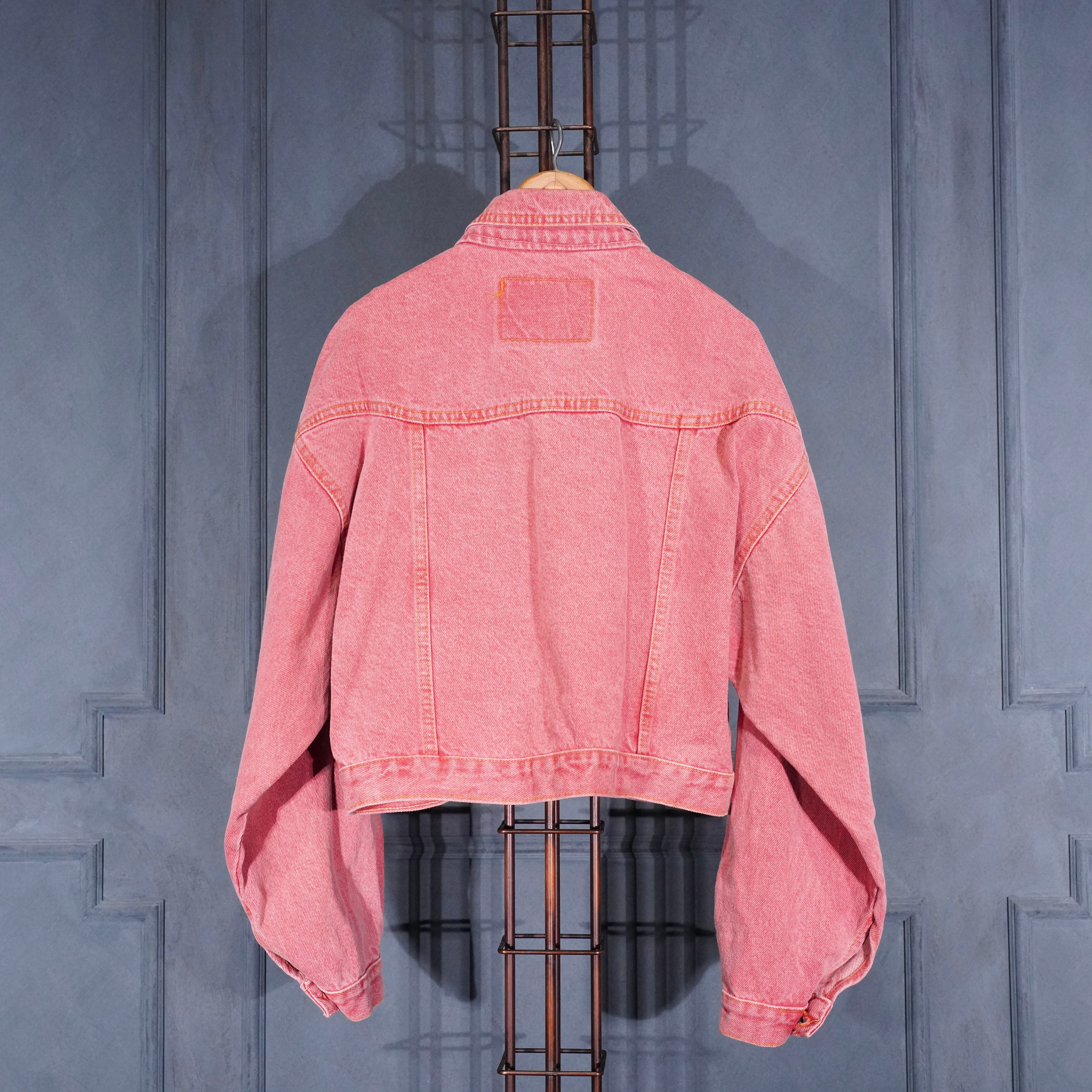 EU VINTAGE CIRCUS SHORT LENGTH PINK COLOR DENIM TRACKER JACKET