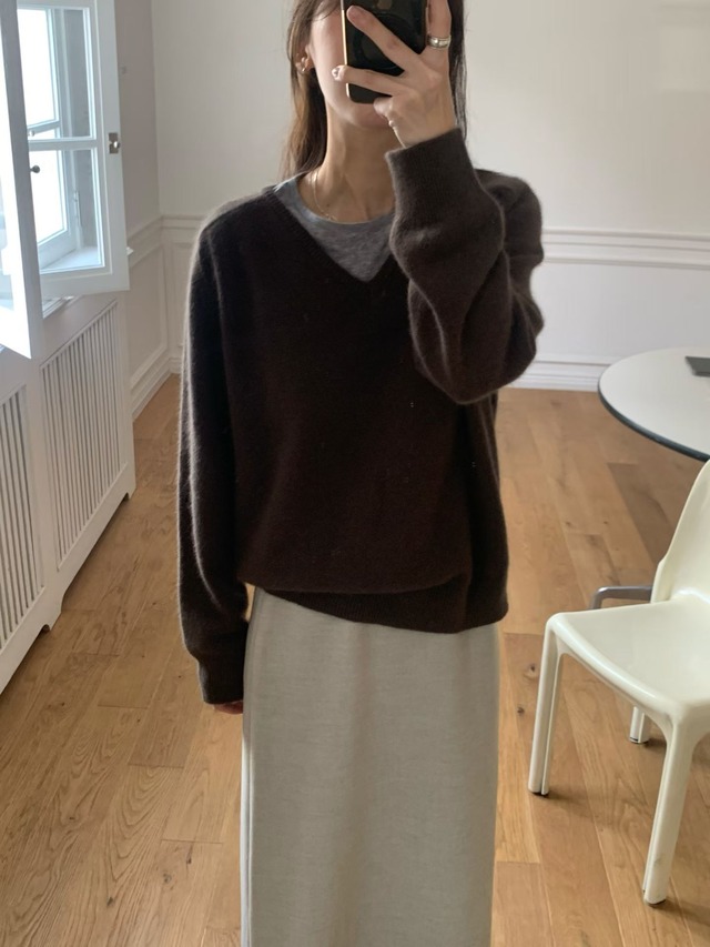 (予約) fl lanel / Soft raccoon v knit 3color