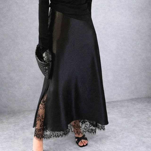 レースヘムスリットスカート【2col】　0565