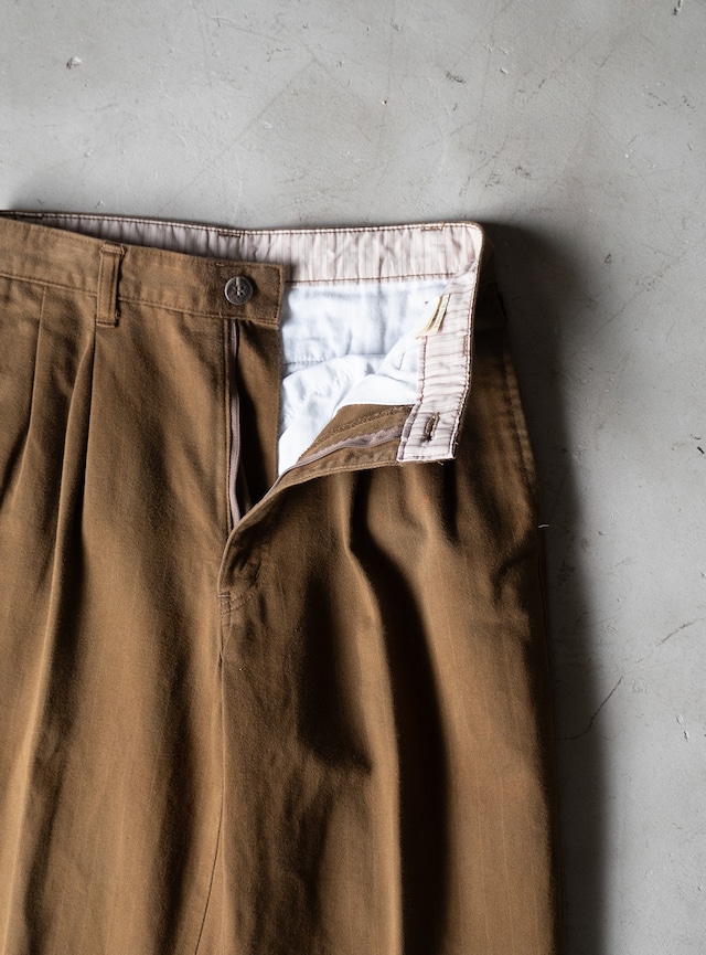 unknown 1990s Brown twill shadow stripe trousers