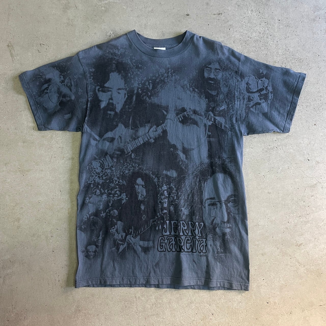 90年代 JERRY GARCIA ジェリーガルシア GRATEFUL DEAD オーバープリント アーティストTシャツ バンドTシャツ メンズXL  古着 グレイトフルデッド 両面プリント 90s ビンテージ ヴィンテージ くすみブルー ブルーグレー ...