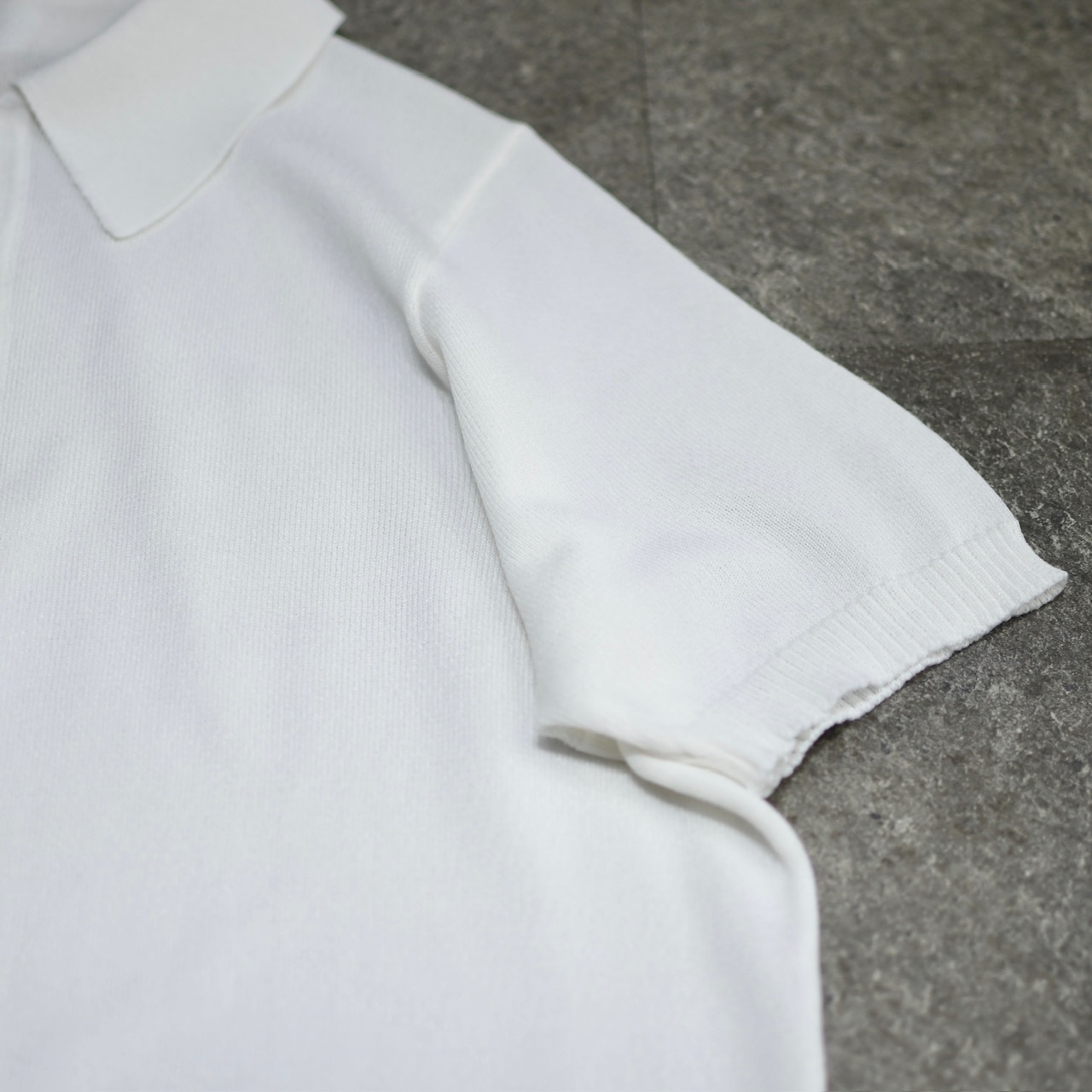 white knit polo