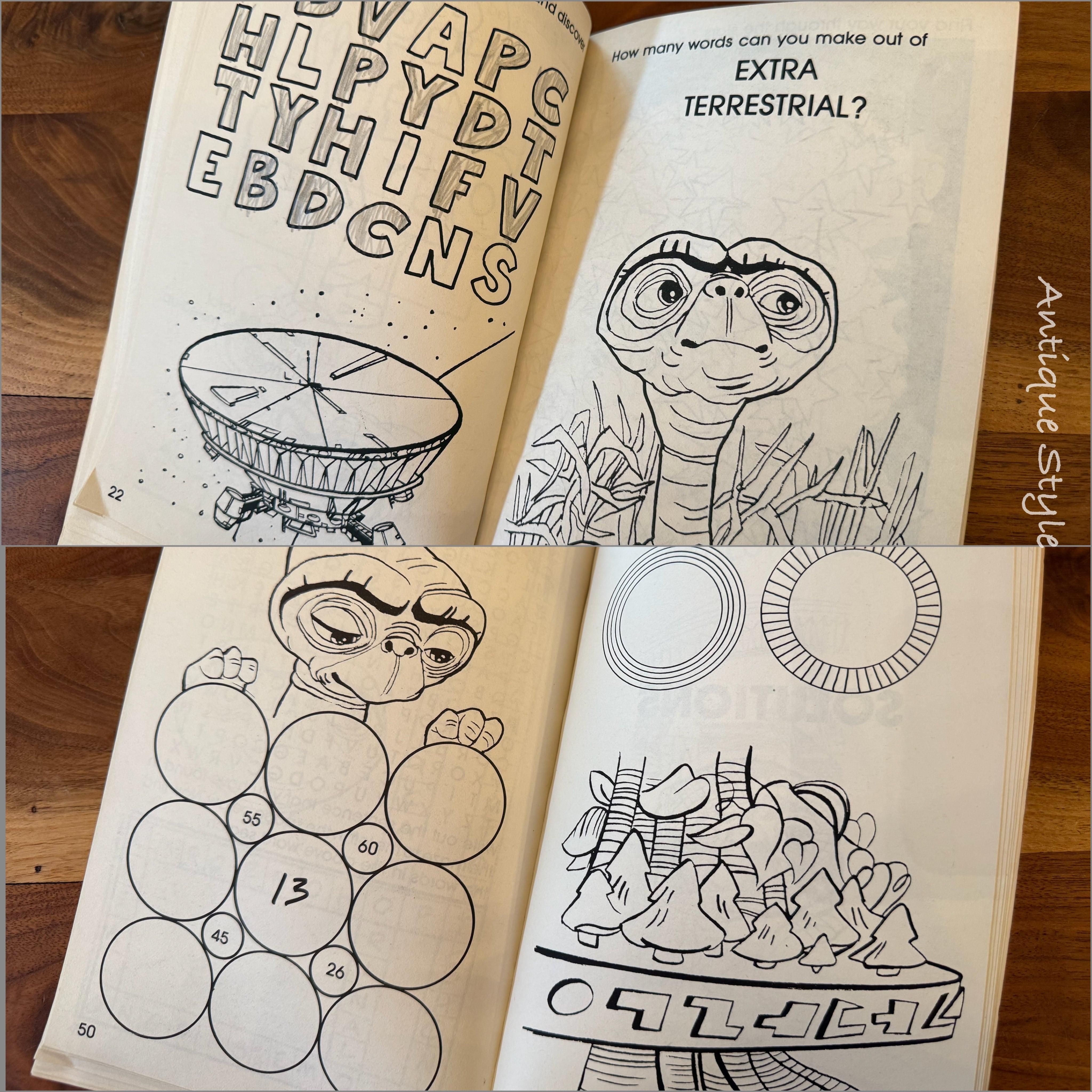送料込】洋書 80s E.T. ｰ SPACE PUZZLES イーティー ぬりえ ゲーム