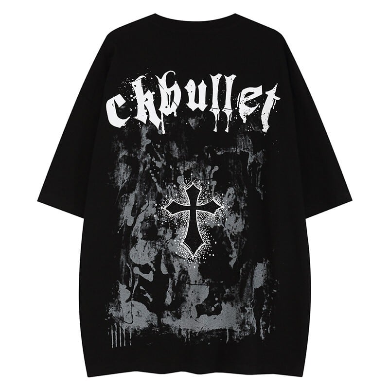 Printed wide t-shirt r0106