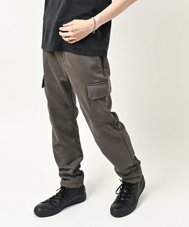 MMMM Suede-finish ponte cargo pants (GRY) 28011M26