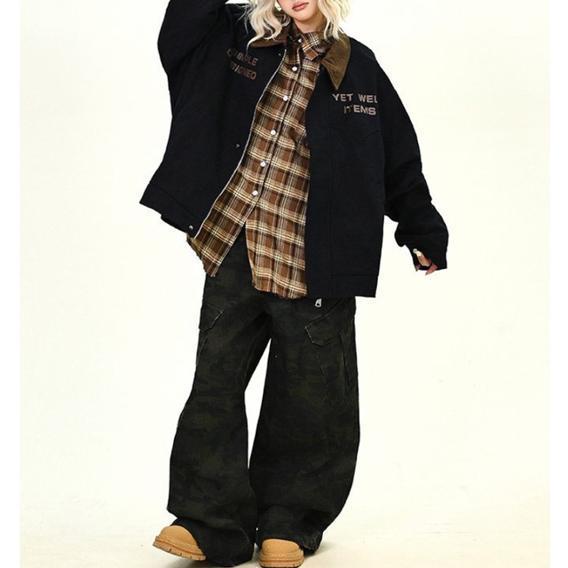 corduroy color lettering jacket　コーデュロイカラーレタリングジャケット　J1673