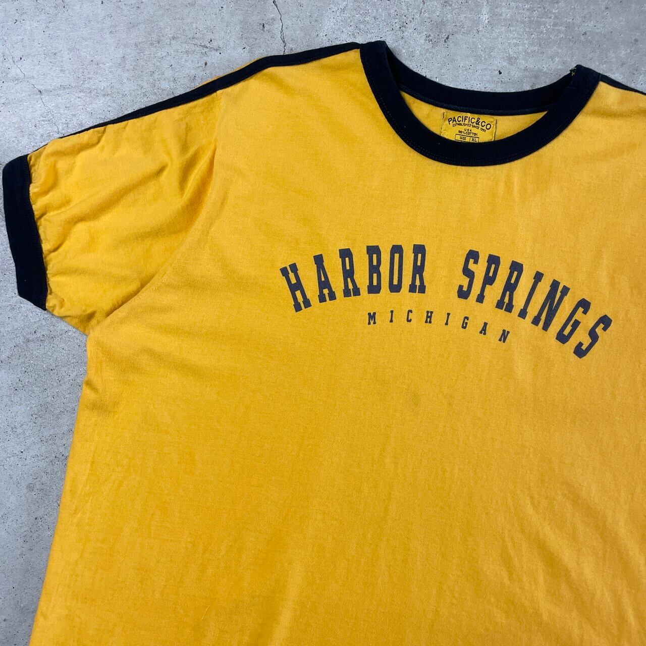 PACIFIC&CO HARBOR SPRINGS 2連ロゴ リンガーTシャツ メンズXL 古着 