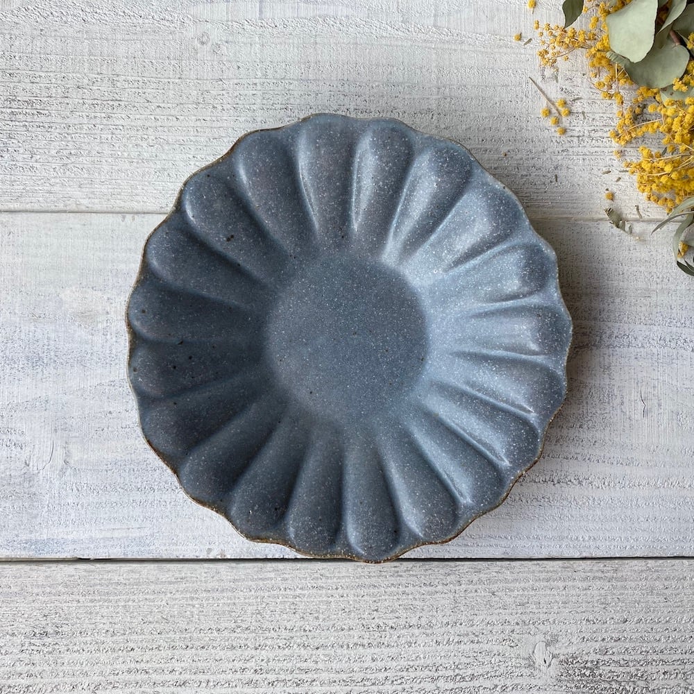 グレー釉 輪花深皿 大 | 古谷製陶所