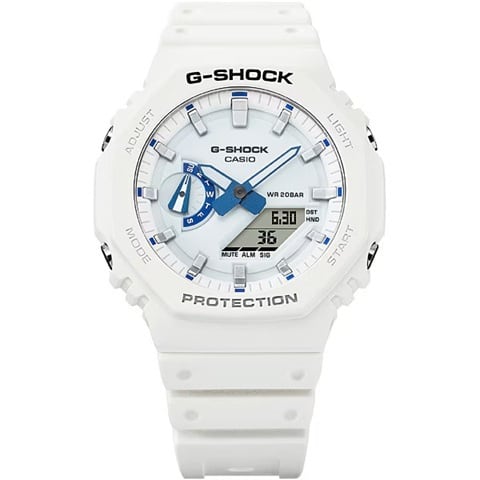 カシオ G-SHOCK GA-2100HDS-7AJF ホワイト&ブルー 夜光文字盤 20気圧