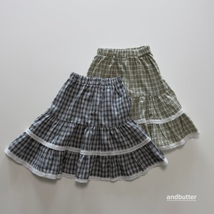 送料無料【予約】ANDBUTTER /Jr Check Tiered Skirt