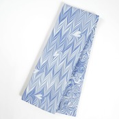 ❤︎suminagashiリバーシブル半巾帯  ハート墨流し［露草色×ホワイト　矢羽×くるくるマーブル］ハート散らし