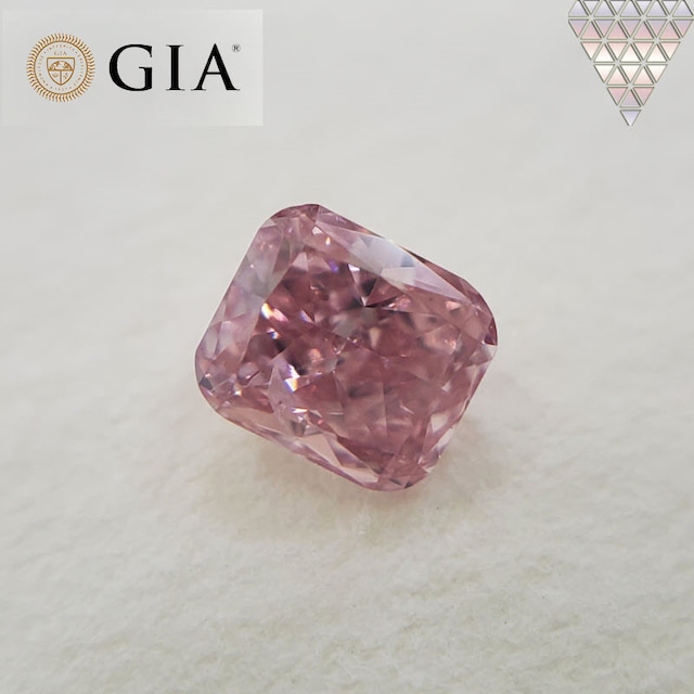 0.14 ct Fancy Intense Pink GIA 天然 ピンク ダイヤモンド  ルース カット コーナード レクタングル