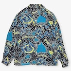 50s|Unknown|ハワイアンシャツ|John Meigs Coat of Arms Tapa オンブック 長袖 レーヨン ハワイ諸島 王国紋章 ネイビー ループカラー|B