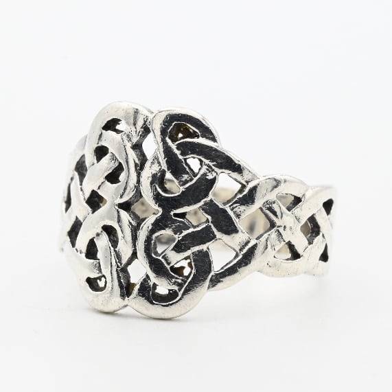 Wide Celtic Knot Design Open Work Ring #13.0 / Denmark