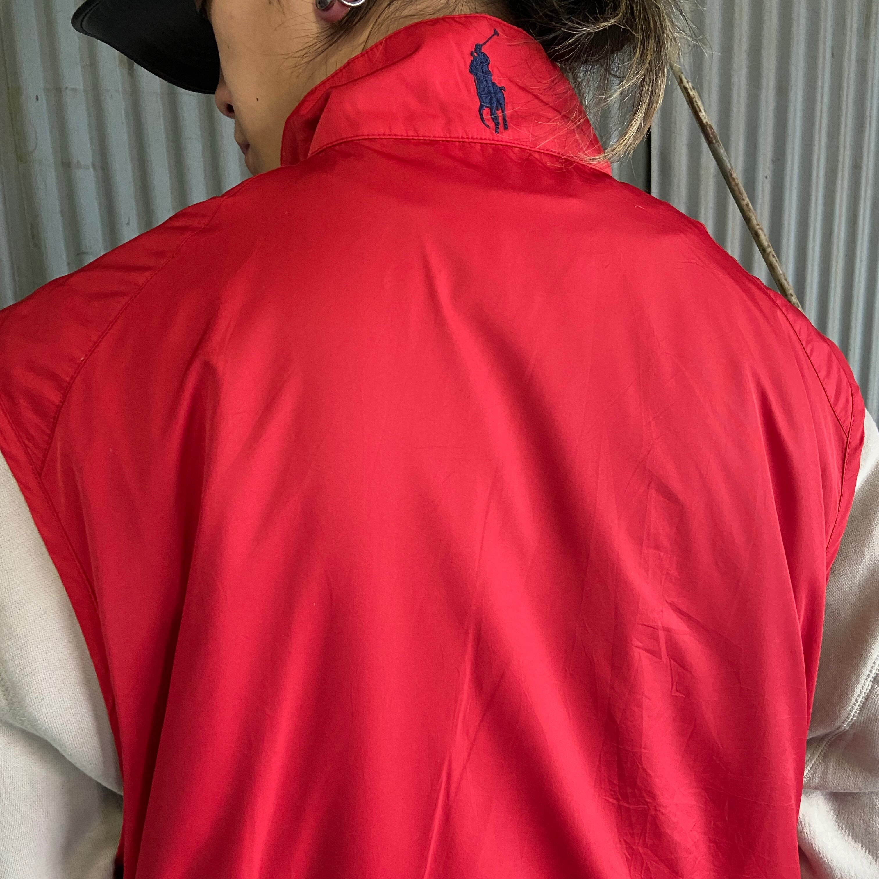 新品】Polo Golf 刺繍 ナイロンジップベスト ベージュ ポロゴルフ M