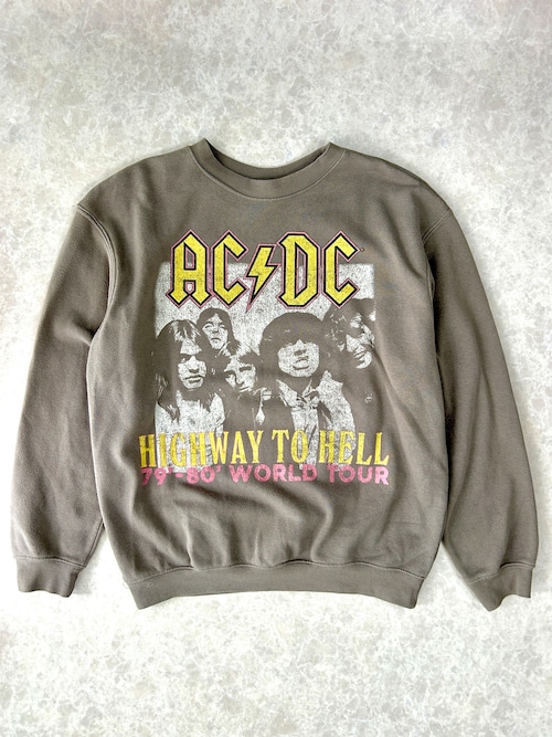 オフィシャル AC/DC HIGHWAY TO HELL スウェット オリーブグレー バンドスウェット Perryscope/Epic Rights ライセンス