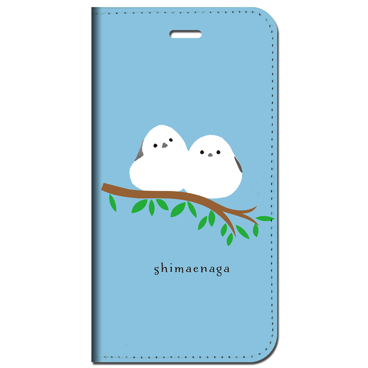 iPhone対応 スマホ 手帳型ケース 小枝に仲良しシマエナガ イラスト 鳥キュート デザイナーズ 動物 【iPhone16 / iPhone16e / iPhoneSE 他 iPhone各機種対応】 st71