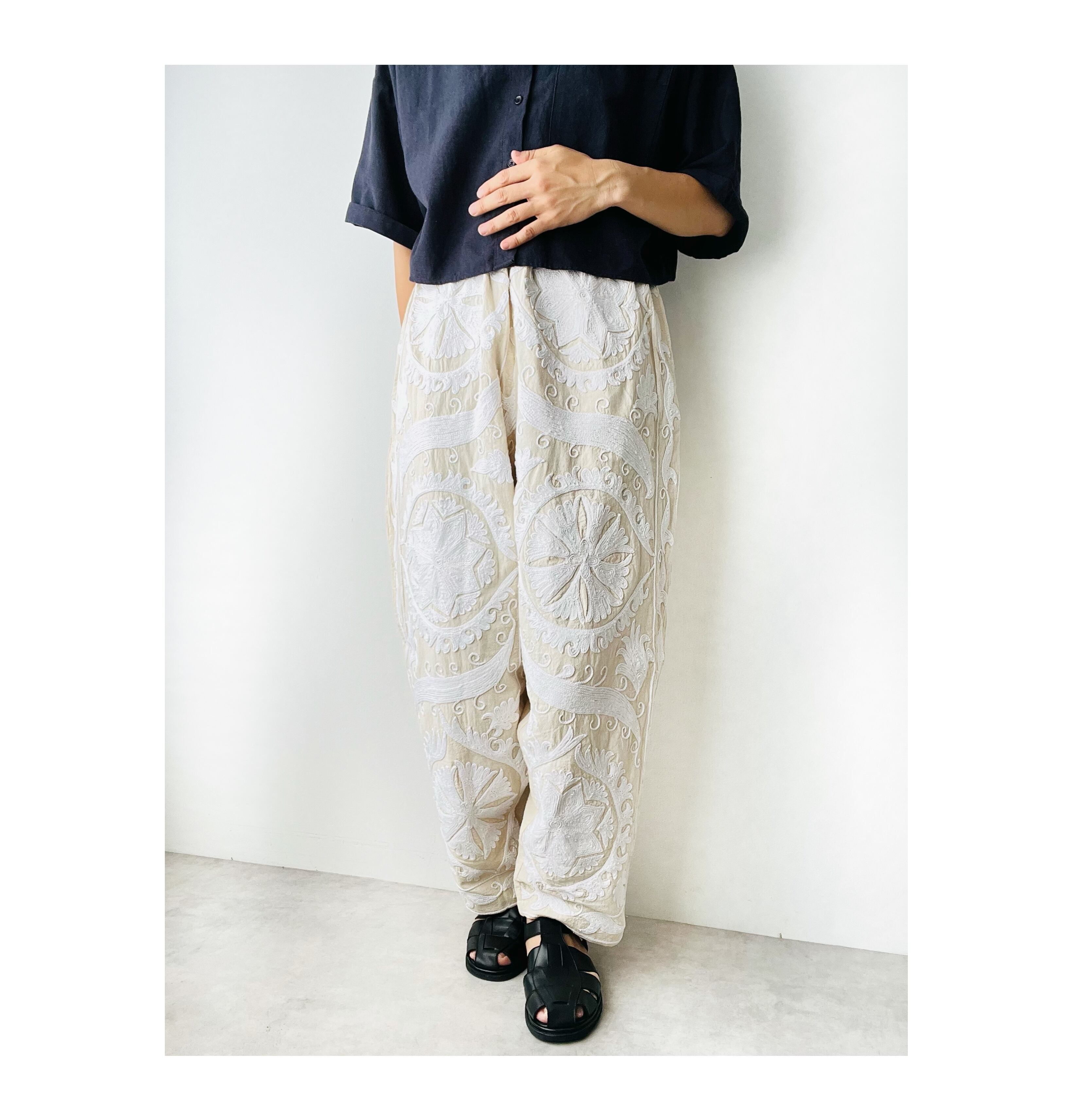 ポキプシー pokipcee フラワー柄手刺繍イージーパンツ 新品 手刺繍スザニパンツ(P2~U2) | pokipcee ポキプシー